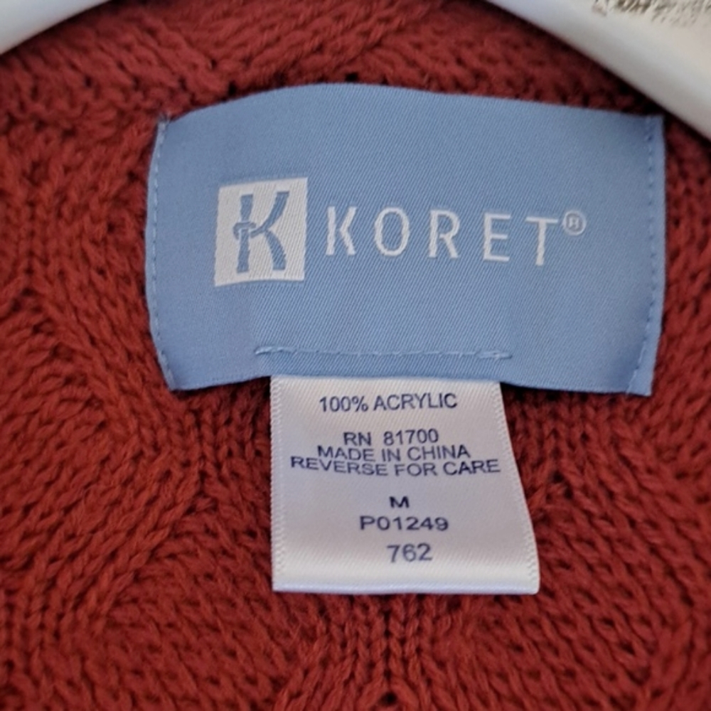 Koret Rust Red Textured Knit Woven Granny Comfy Cardigan Jacket Button Front - Picture 3 of 10